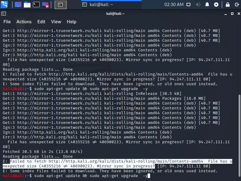 File has unexpected size
