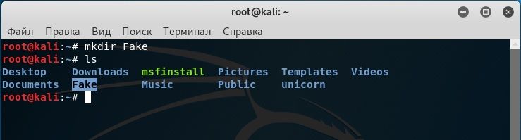 создать папку fake
